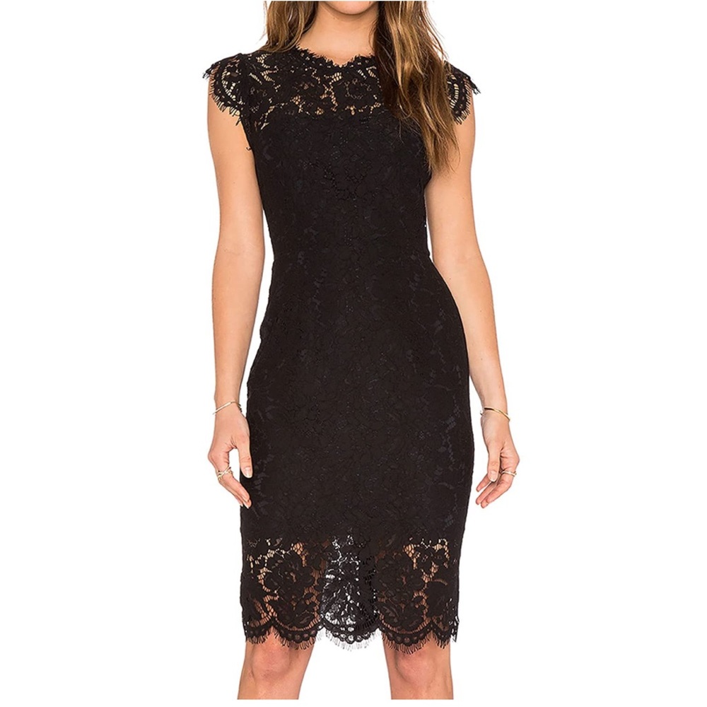 Black lace knee-length cocktail dress